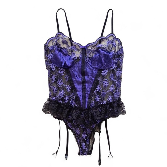 Vintage 90’s Midnight Hour Teddie Purple Lace Bodysuit - Picture 1 of 8